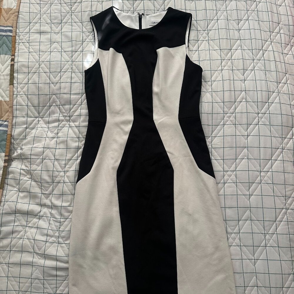 Calvin Klein Black & White Sheath Dress • Size 4 • Work / Cocktail